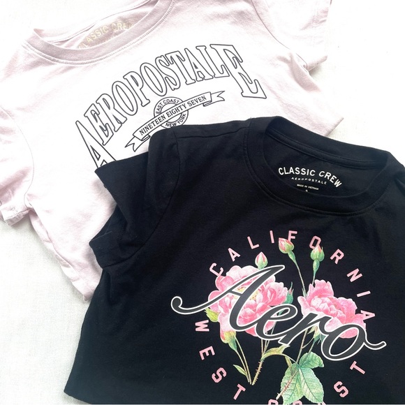 Aeropostale Women’s Classic Crew Fitted T-Shirt‎ Bundle 2 Shirts Size Small - Picture 3 of 7